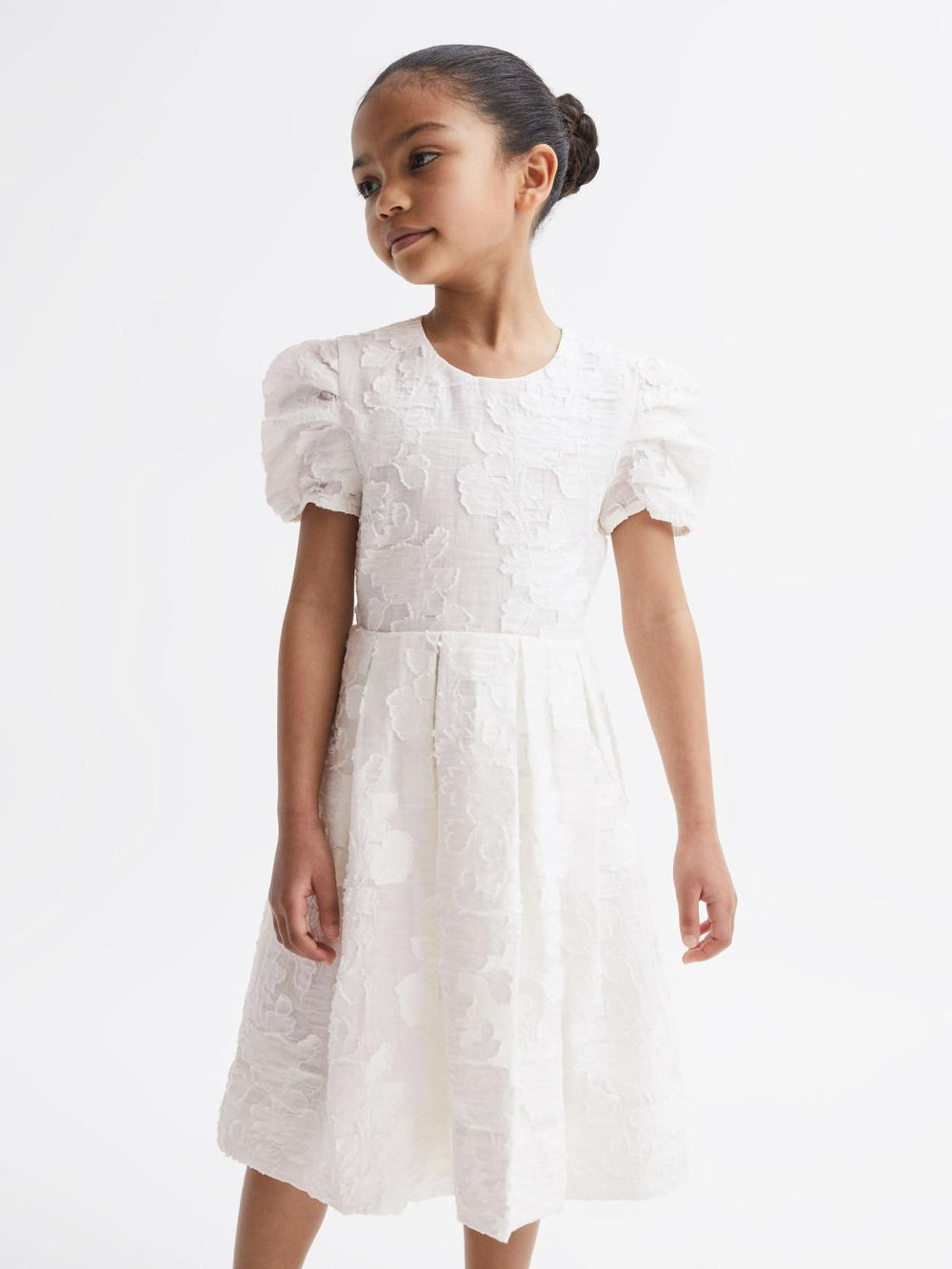 Reiss Dresses &amp; Jumpsuits | Amalie Floral Print Textured Dress Ivory - Children