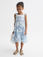 Reiss Dresses &amp; Jumpsuits | Aster Floral Printed Pleated Dress Blue Print - Children