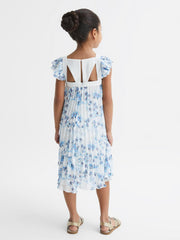 Reiss Dresses &amp; Jumpsuits | Aster Floral Printed Pleated Dress Blue Print - Children