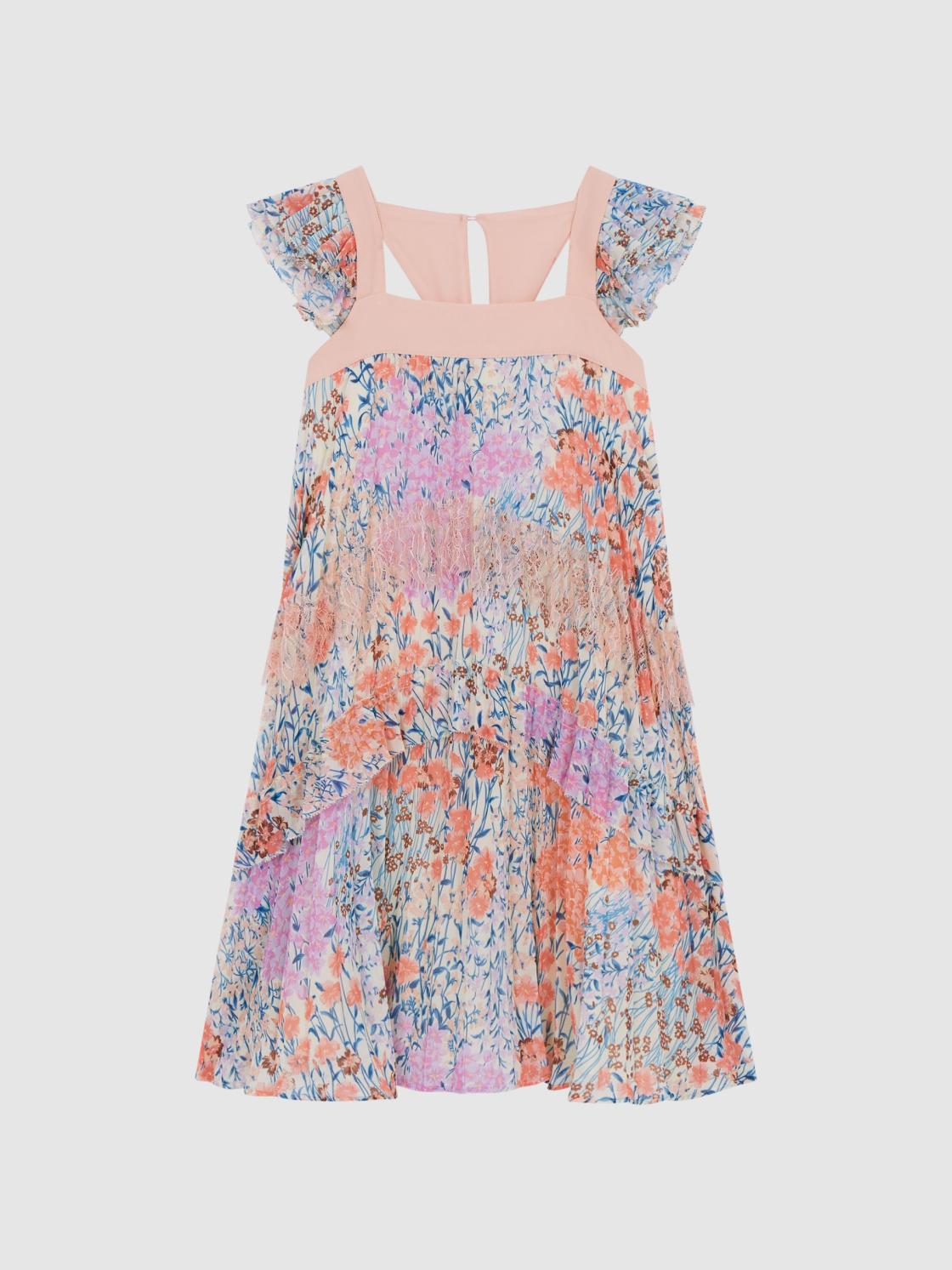Reiss Dresses &amp; Jumpsuits | Aster Floral Printed Pleated Dress Pink Print - Children