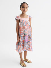 Reiss Dresses &amp; Jumpsuits | Aster Floral Printed Pleated Dress Pink Print - Children