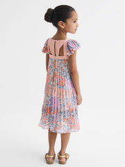 Reiss Dresses &amp; Jumpsuits | Aster Floral Printed Pleated Dress Pink Print - Children