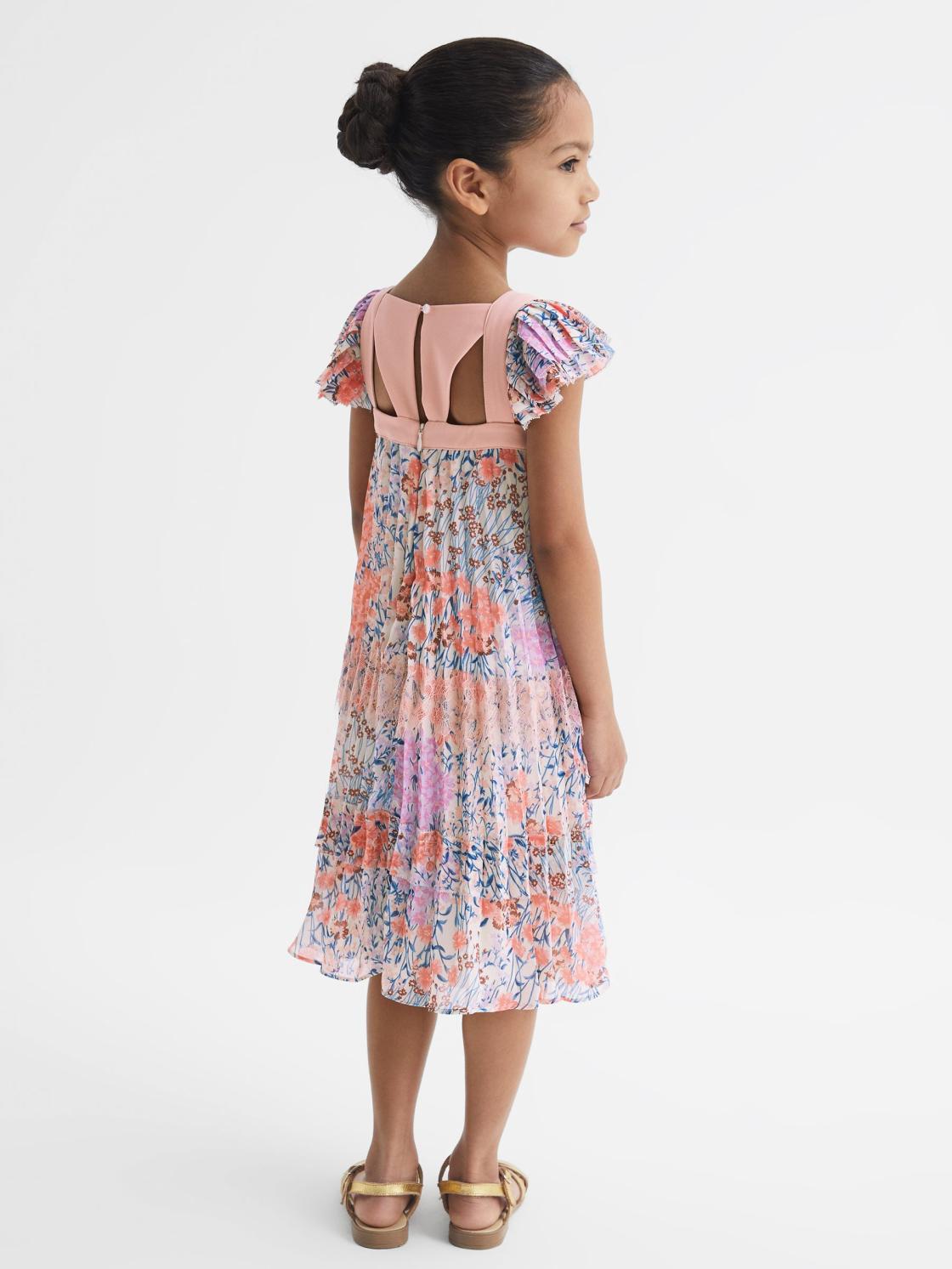 Reiss Dresses &amp; Jumpsuits | Aster Floral Printed Pleated Dress Pink Print - Children