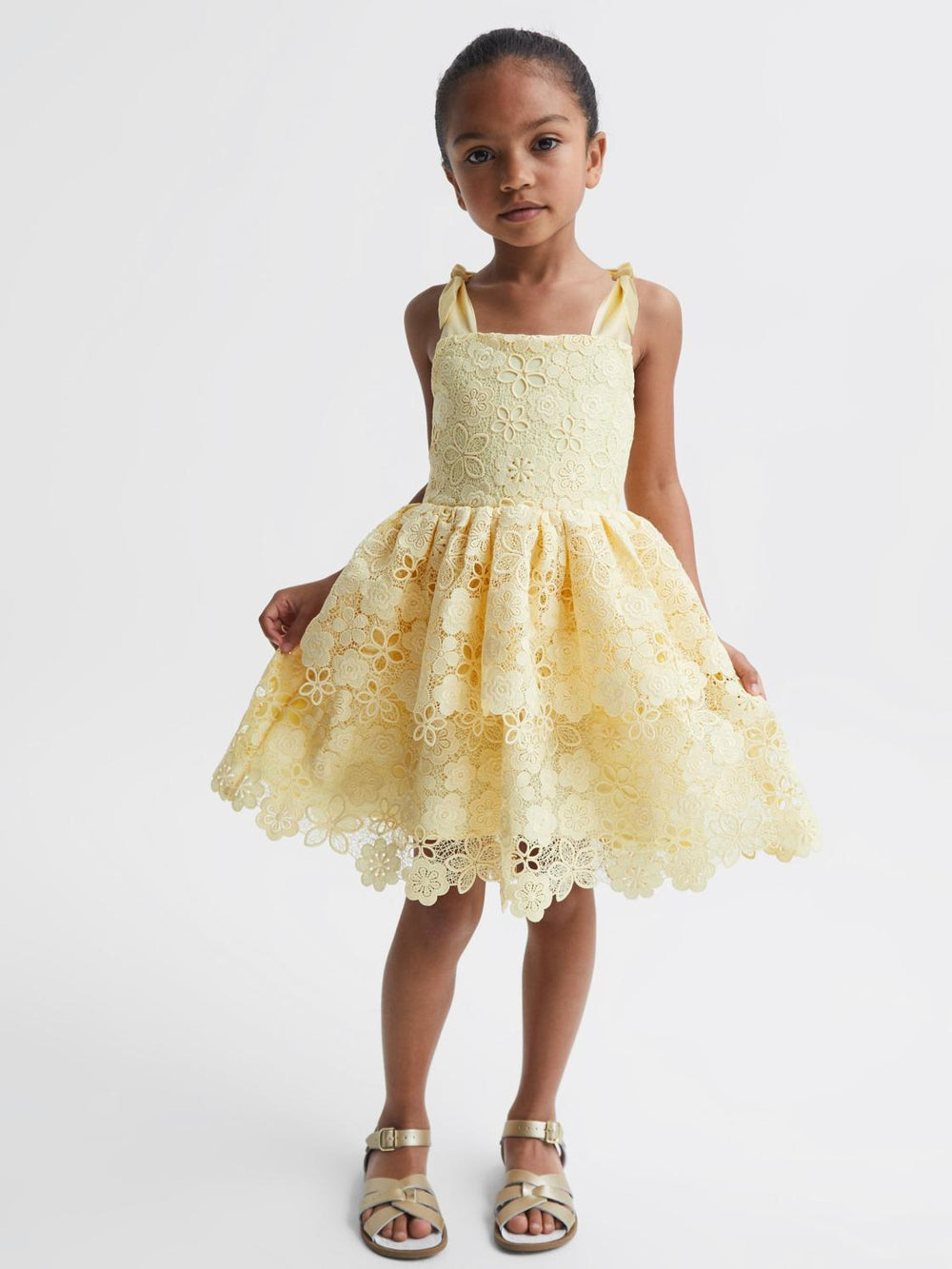 Reiss Dresses &amp; Jumpsuits | Bethany Bow Strap Lace Dress Lemon - Children