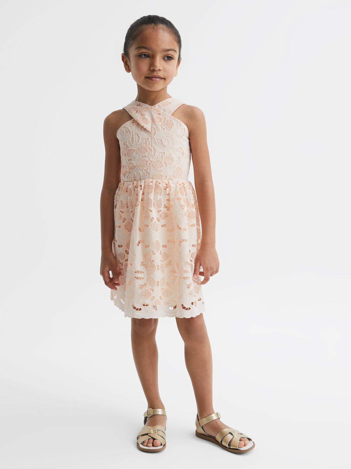 Reiss Dresses &amp; Jumpsuits | Callie Cross Back Lace Dress Pink - Children