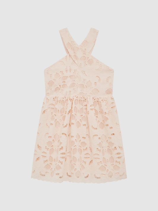 Reiss Dresses &amp; Jumpsuits | Callie Cross Back Lace Dress Pink - Children