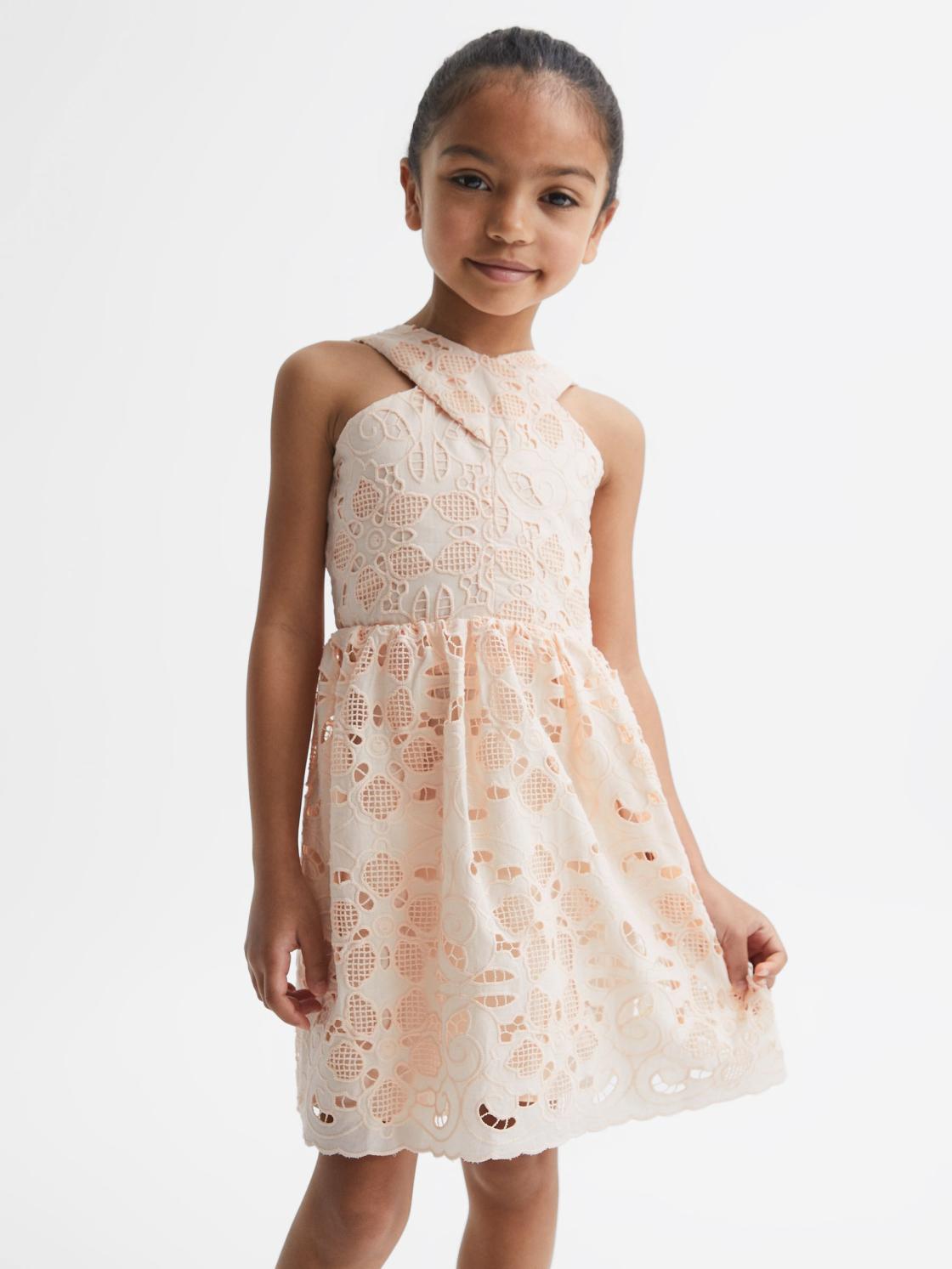 Reiss Dresses &amp; Jumpsuits | Callie Cross Back Lace Dress Pink - Children