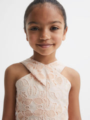 Reiss Dresses &amp; Jumpsuits | Callie Cross Back Lace Dress Pink - Children