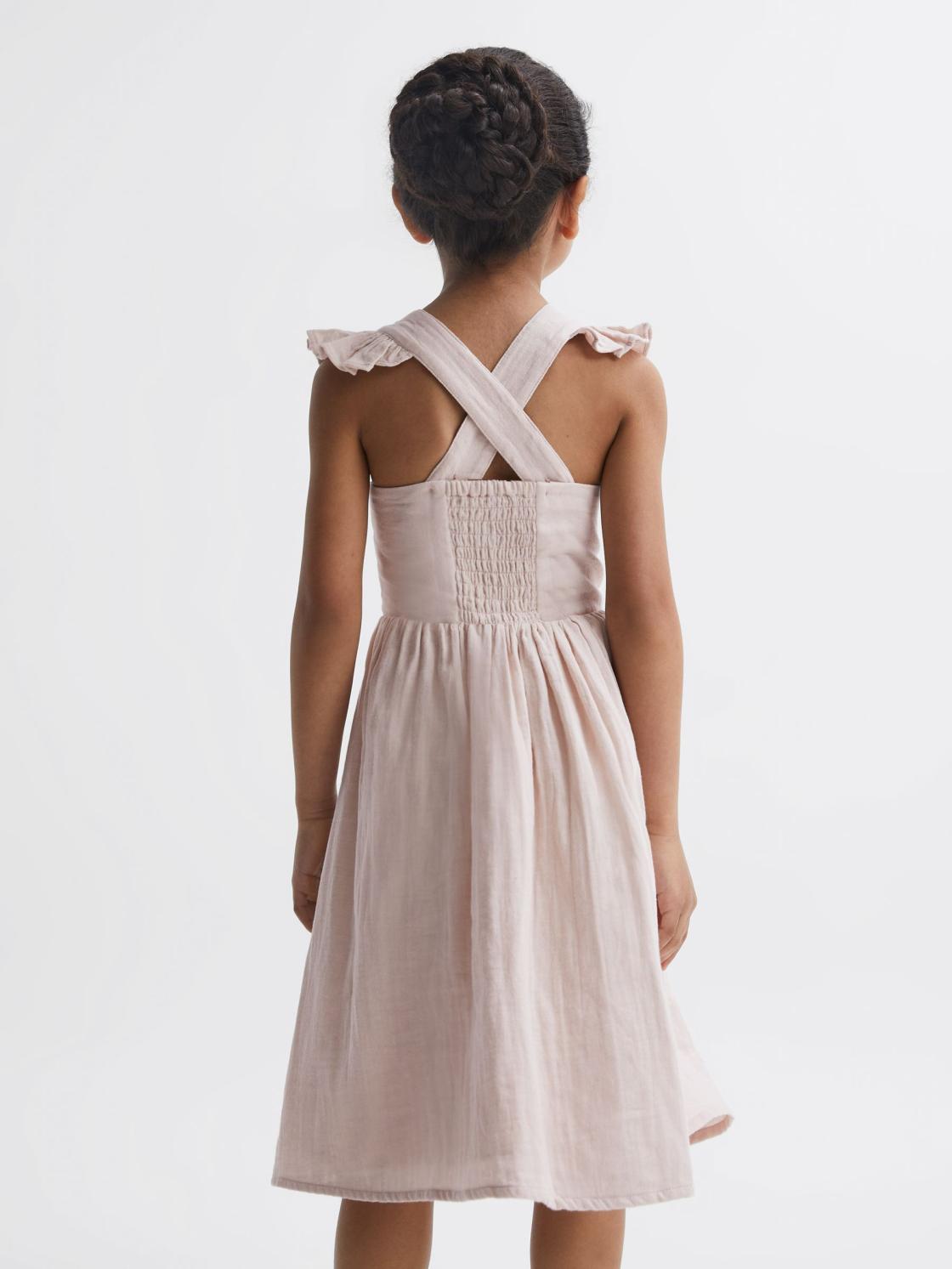 Reiss Dresses &amp; Jumpsuits | Cerys Cotton Cross Back Dress Pink - Children