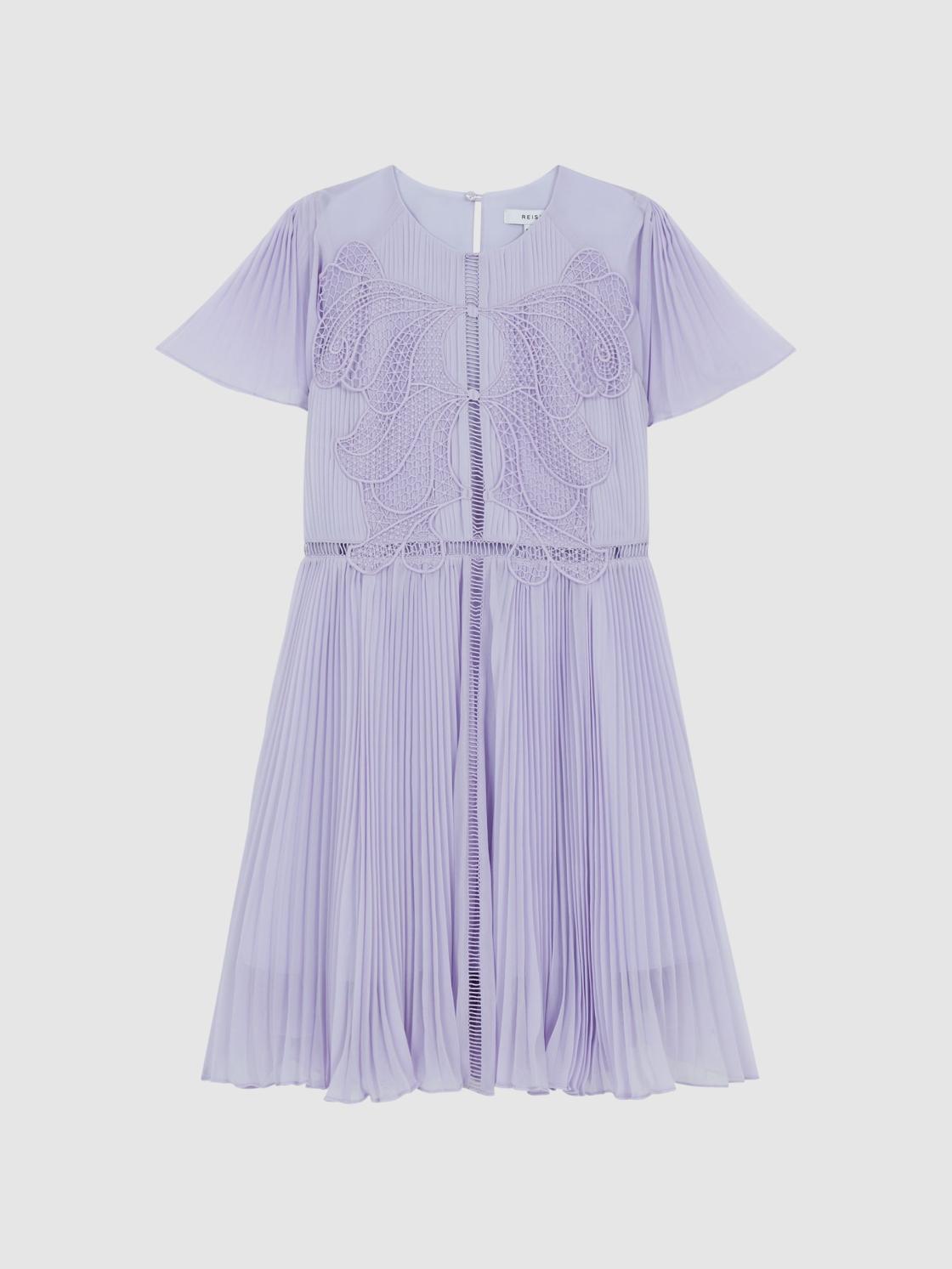 Reiss Dresses &amp; Jumpsuits | Coreen Lace Embroidered Pleated Dress Lilac - Children