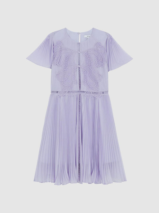 Reiss Dresses &amp; Jumpsuits | Coreen Lace Embroidered Pleated Dress Lilac - Children