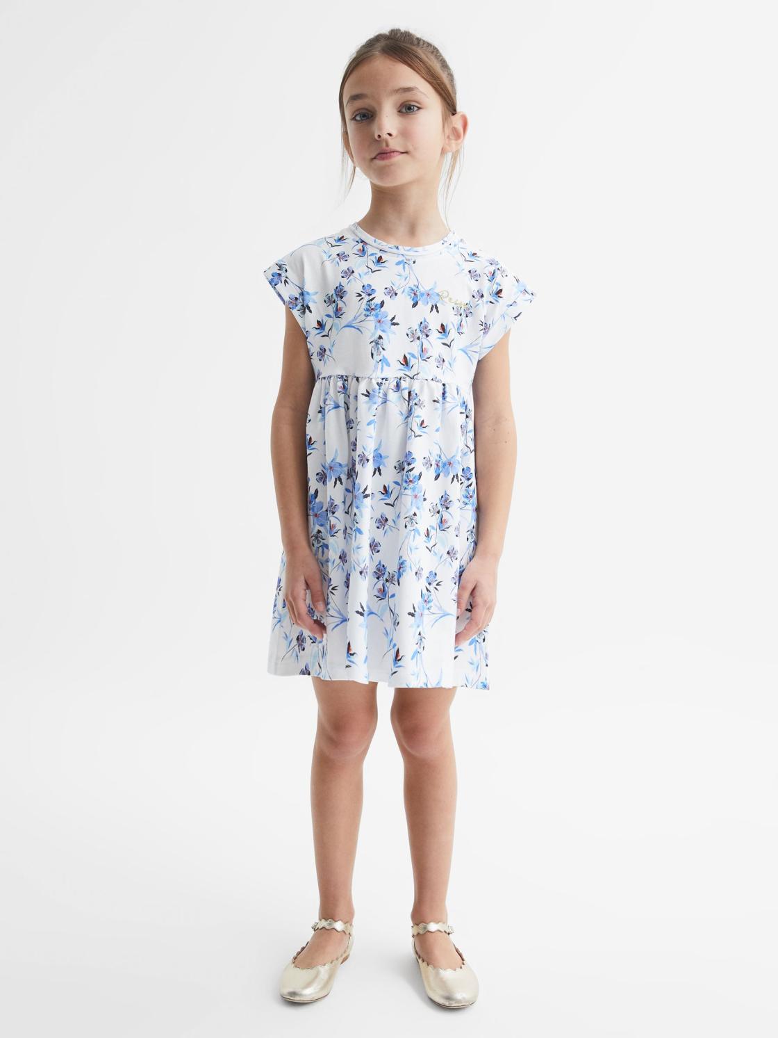 Reiss Dresses &amp; Jumpsuits | Dahlia Floral Print Jersey Dress Blue Print - Children