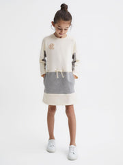 Reiss Dresses &amp; Jumpsuits | Ellia Colourblock Sweater Dress Pale Pink/grey Marl - Children