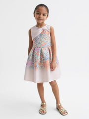 Reiss Dresses &amp; Jumpsuits | Emily Scuba Floral Printed Dress Pale Pink - Children