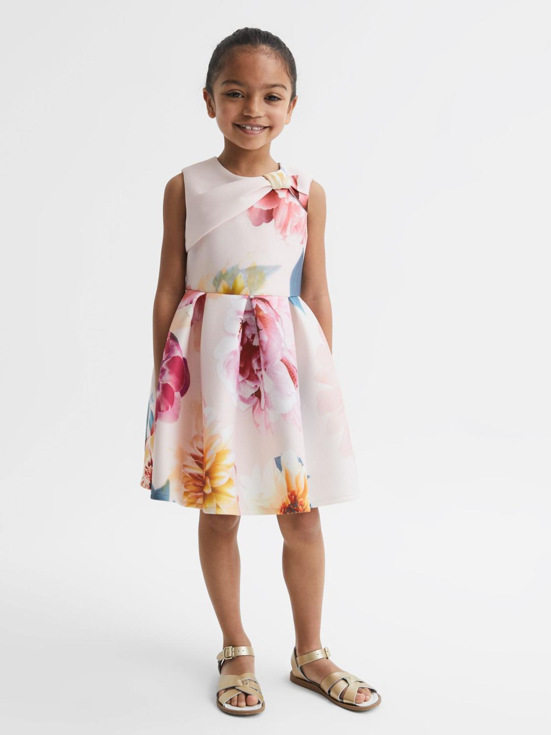 Reiss Dresses &amp; Jumpsuits | Emily Scuba Floral Printed Dress Pink - Children