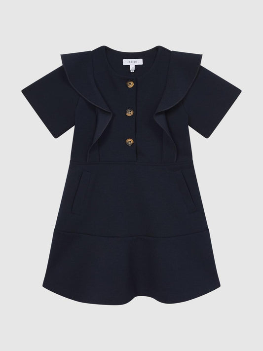Reiss Dresses &amp; Jumpsuits | Fearne Ruffle Sleeve Button Dress Navy - Children