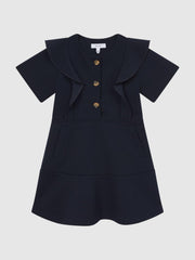 Reiss Dresses &amp; Jumpsuits | Fearne Ruffle Sleeve Button Dress Navy - Children