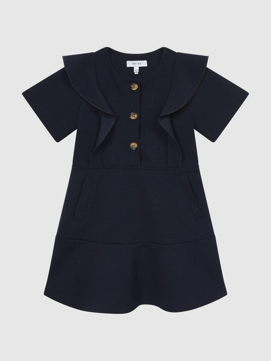 Reiss Dresses &amp; Jumpsuits | Fearne Ruffle Sleeve Button Dress Navy - Children