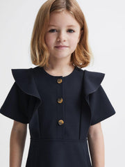 Reiss Dresses &amp; Jumpsuits | Fearne Ruffle Sleeve Button Dress Navy - Children