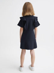 Reiss Dresses &amp; Jumpsuits | Fearne Ruffle Sleeve Button Dress Navy - Children