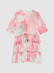 Reiss Dresses &amp; Jumpsuits | Henrietta Printed Tiered Dress Pink Print - Children