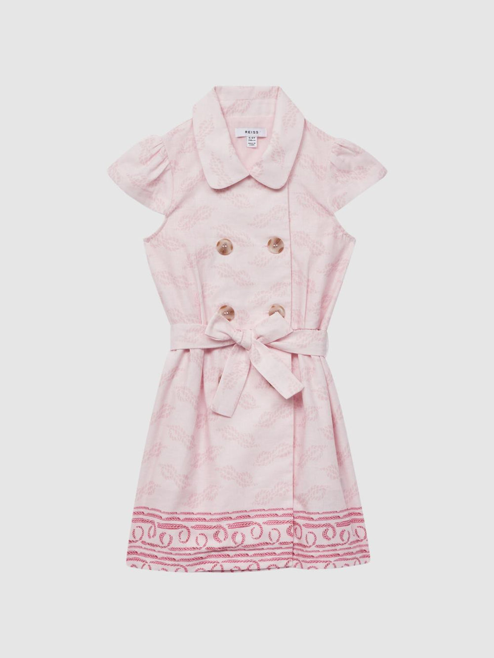 Reiss Dresses &amp; Jumpsuits | Jacie Cap Sleeve Double Breasted Dress Pink Print - Children
