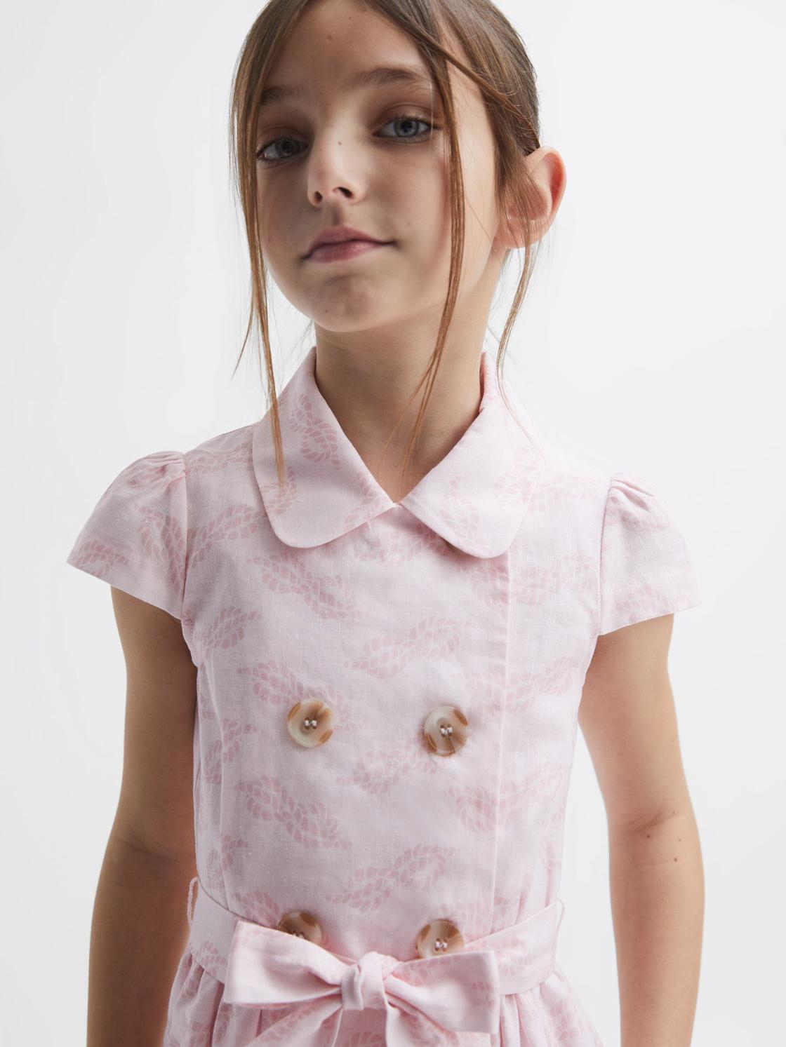 Reiss Dresses &amp; Jumpsuits | Jacie Cap Sleeve Double Breasted Dress Pink Print - Children