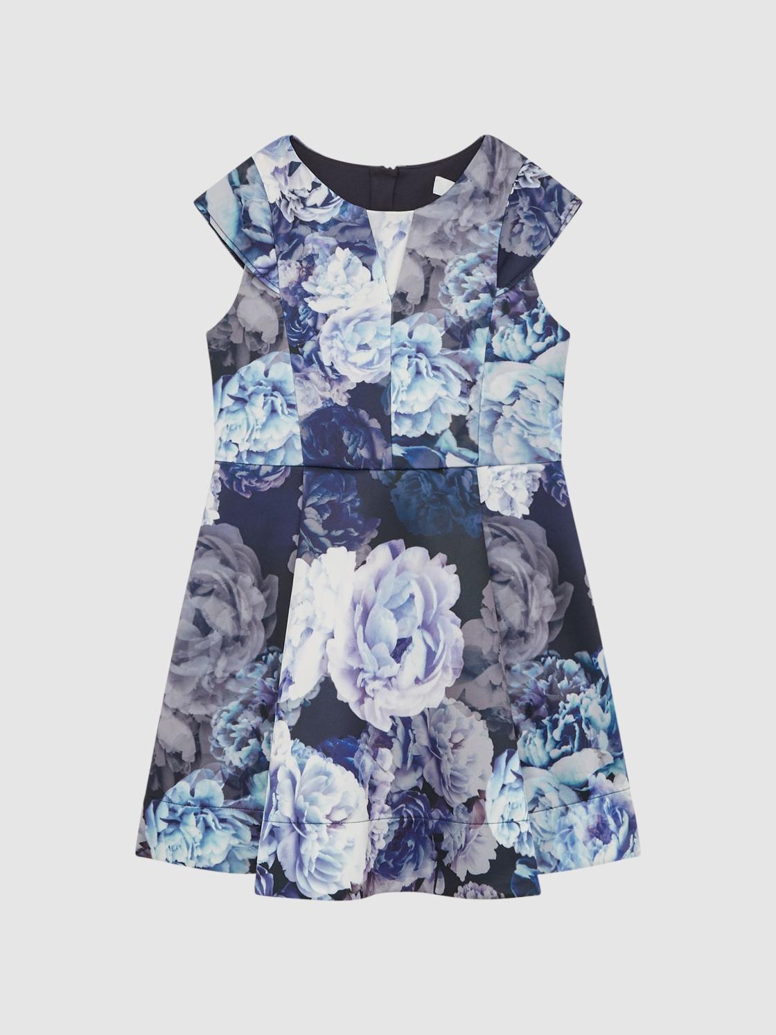 Reiss Dresses &amp; Jumpsuits | Keri Floral Printed Scuba Dress Blue - Children