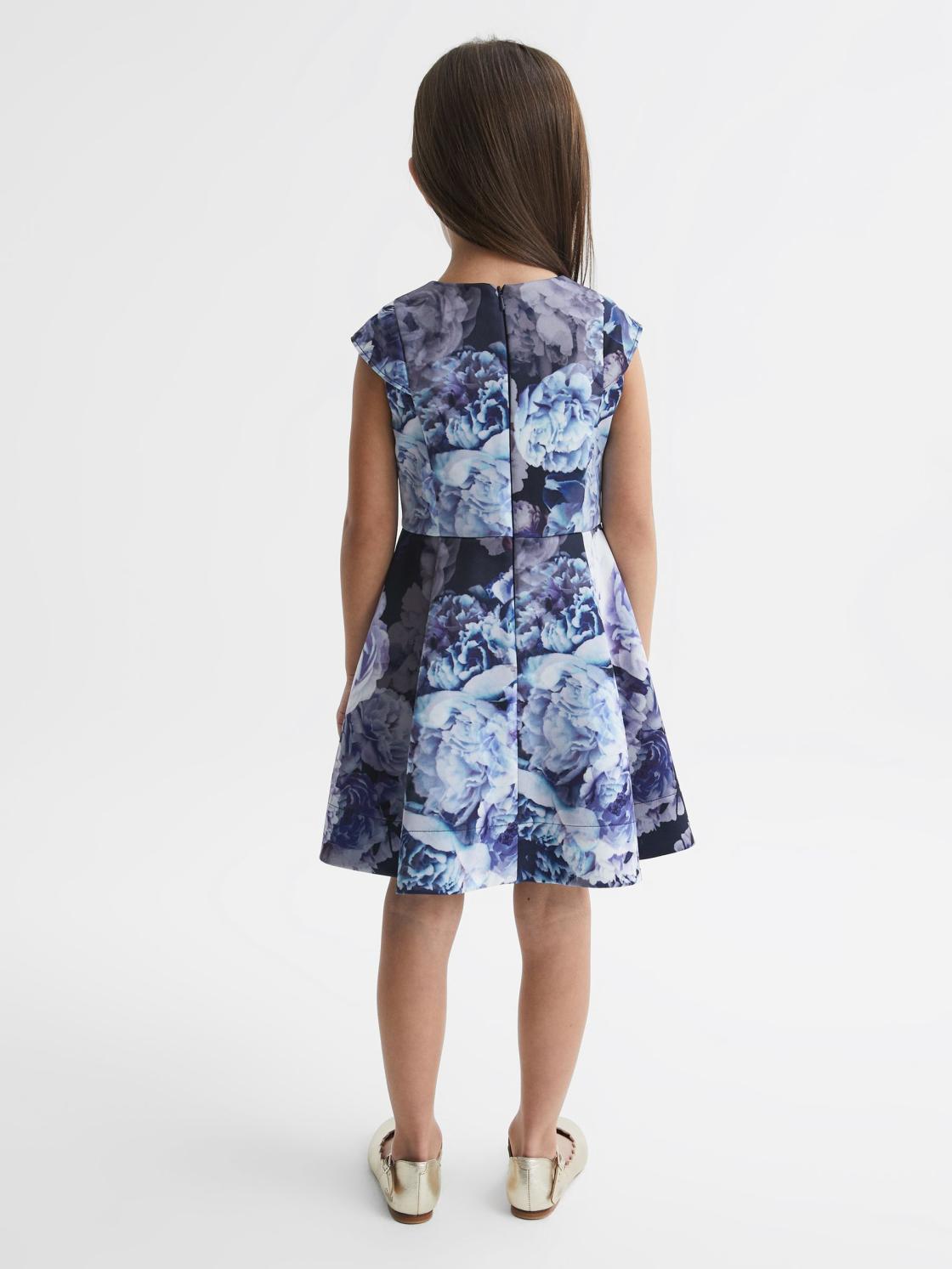 Reiss Dresses &amp; Jumpsuits | Keri Floral Printed Scuba Dress Blue - Children