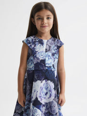 Reiss Dresses &amp; Jumpsuits | Keri Floral Printed Scuba Dress Blue - Children