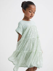 Reiss Dresses &amp; Jumpsuits | Luci Sequin Tiered Dress Pale Pink - Children