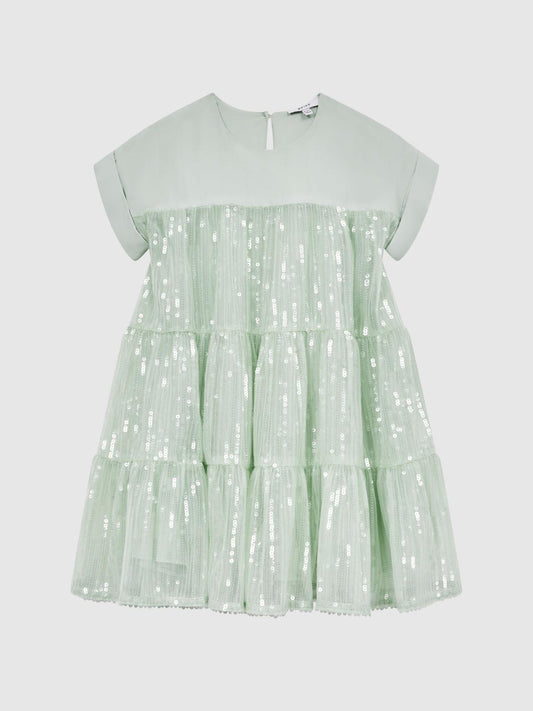 Reiss Dresses &amp; Jumpsuits | Luci Sequin Tiered Dress Pale Pink - Children