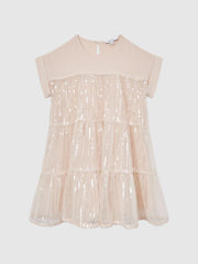 Reiss Dresses &amp; Jumpsuits | Luci Sequin Tiered Dress Pale Pink - Children