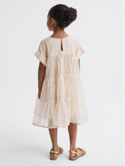 Reiss Dresses &amp; Jumpsuits | Luci Sequin Tiered Dress Pale Pink - Children