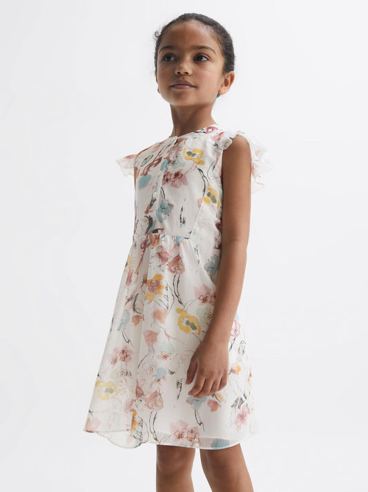 Reiss Dresses &amp; Jumpsuits | Martha Floral Print Collarless Dress Ivory Print - Children