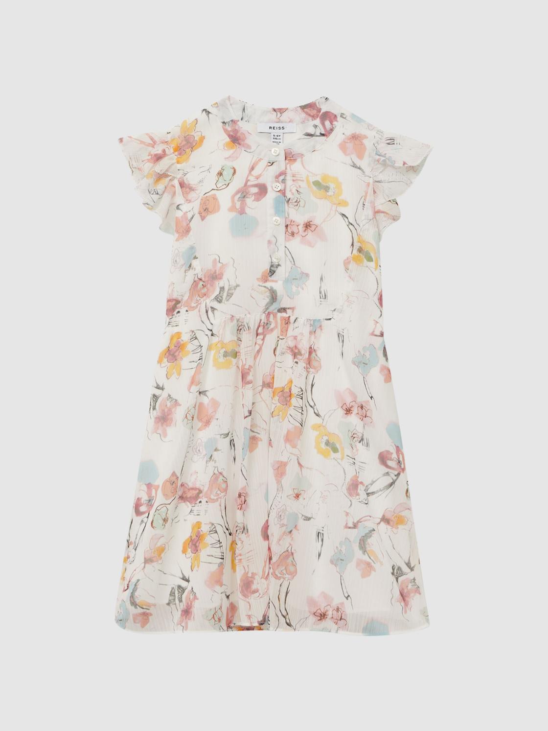 Reiss Dresses &amp; Jumpsuits | Martha Floral Print Collarless Dress Ivory Print - Children