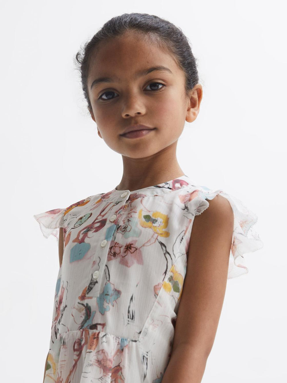 Reiss Dresses &amp; Jumpsuits | Martha Floral Print Collarless Dress Ivory Print - Children