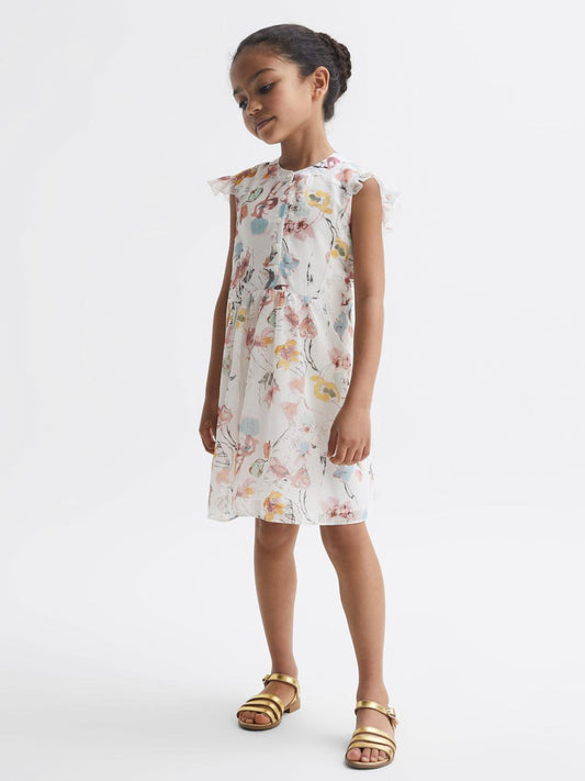 Reiss Dresses &amp; Jumpsuits | Martha Floral Print Collarless Dress Ivory Print - Children