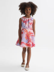 Reiss Dresses &amp; Jumpsuits | Max Floral Print Pleated Dress Pink Print - Children