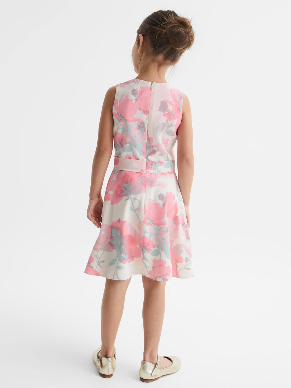 Reiss Dresses &amp; Jumpsuits | Monica Floral Printed Belted Dress Pink - Children