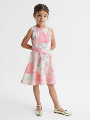 Reiss Dresses &amp; Jumpsuits | Monica Floral Printed Belted Dress Pink - Children