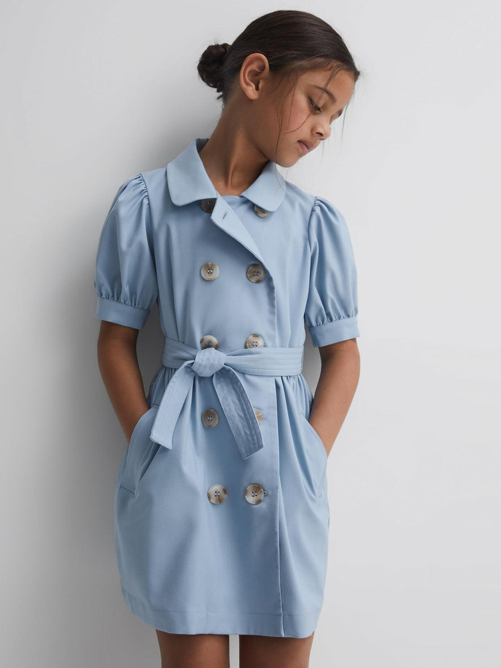 Reiss Dresses &amp; Jumpsuits | Naomi Puff Sleeve Belted Dress Blue - Children