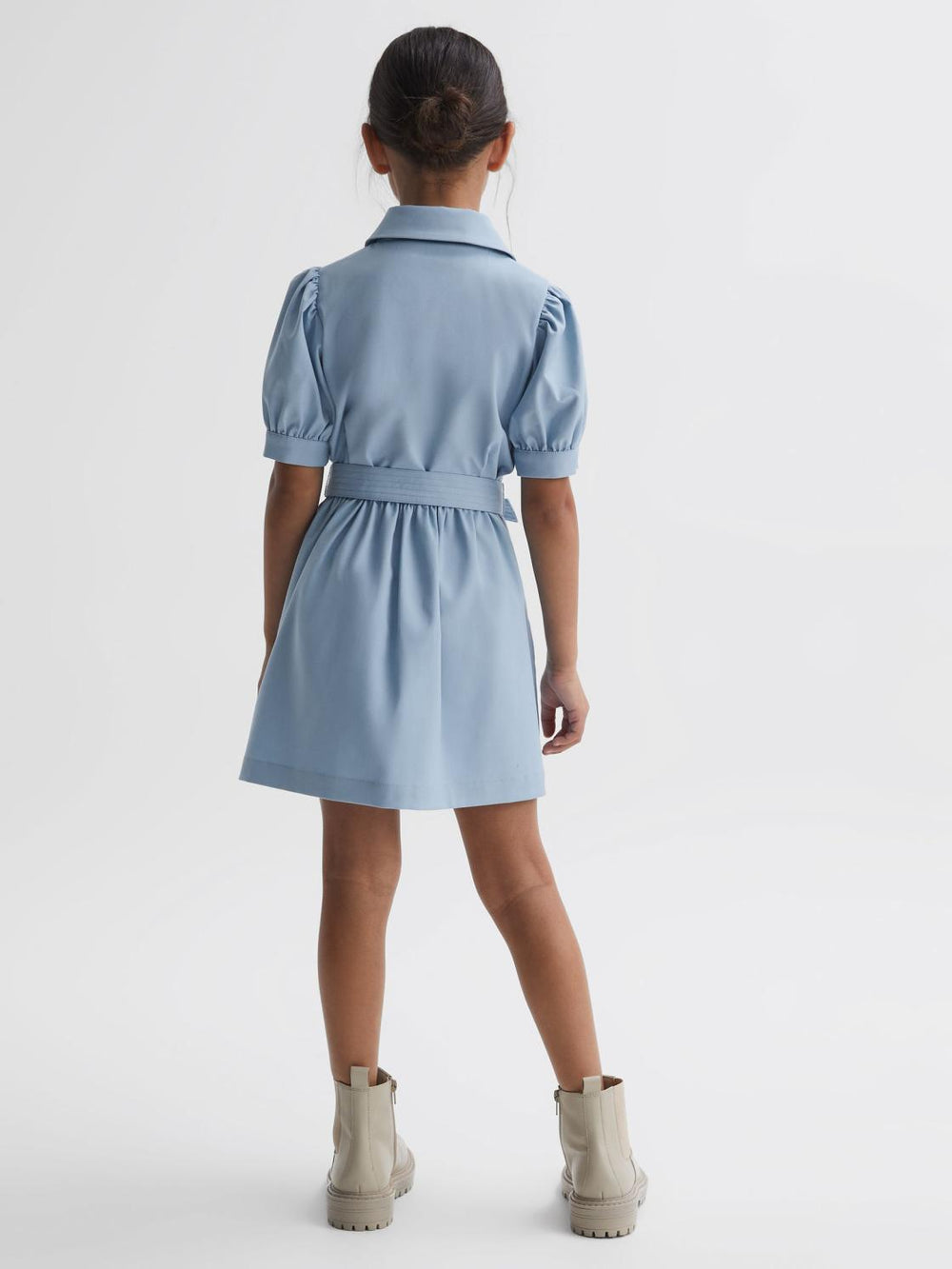 Reiss Dresses &amp; Jumpsuits | Naomi Puff Sleeve Belted Dress Blue - Children