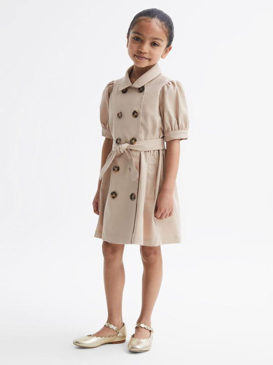 Reiss Dresses &amp; Jumpsuits | Naomi Puff Sleeve Belted Dress Camel - Children