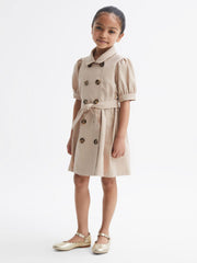 Reiss Dresses &amp; Jumpsuits | Naomi Puff Sleeve Belted Dress Camel - Children