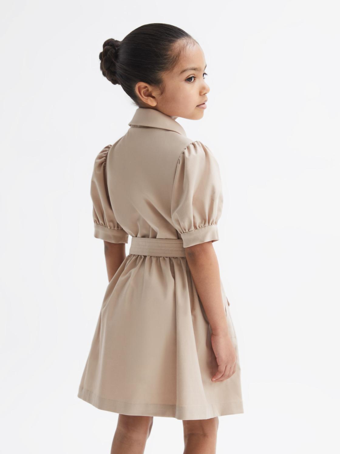 Reiss Dresses &amp; Jumpsuits | Naomi Puff Sleeve Belted Dress Camel - Children