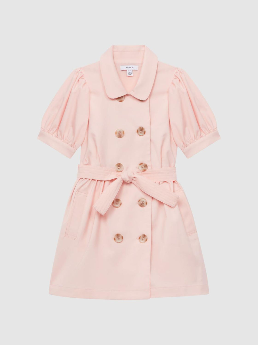 Reiss Dresses &amp; Jumpsuits | Naomi Puff Sleeve Belted Dress Pink - Children