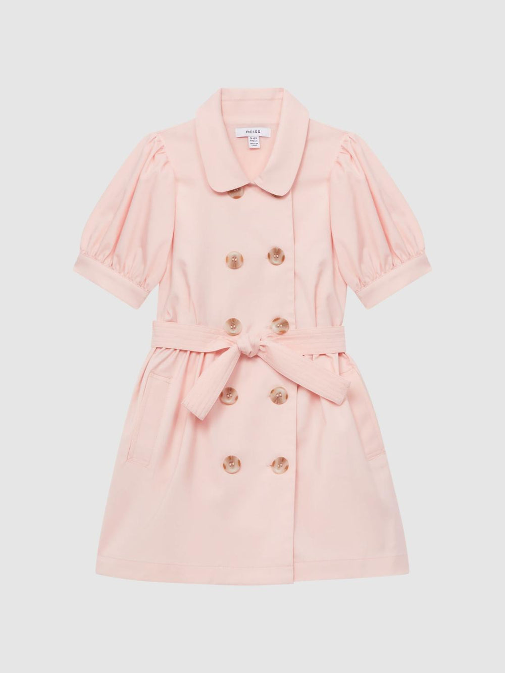 Reiss Dresses &amp; Jumpsuits | Naomi Puff Sleeve Belted Dress Pink - Children