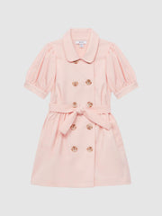 Reiss Dresses &amp; Jumpsuits | Naomi Puff Sleeve Belted Dress Pink - Children