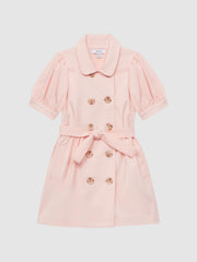 Reiss Dresses &amp; Jumpsuits | Naomi Puff Sleeve Belted Dress Pink - Children